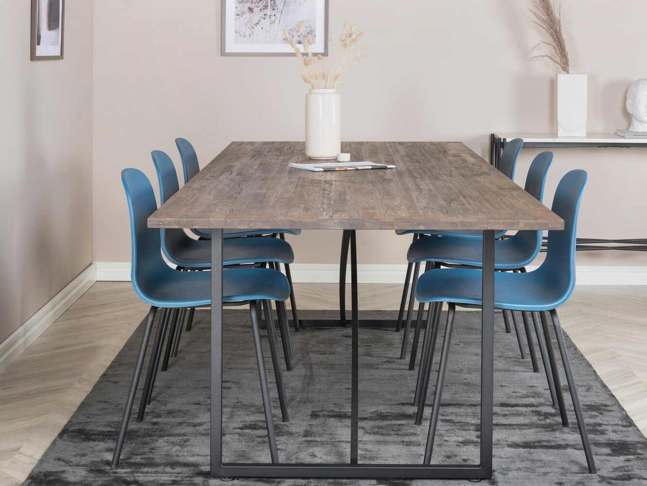 Conjunto de mesas y sillas para comedor Dallas 1861 (Negro + Azul claro)