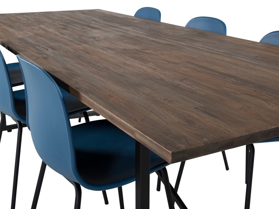 Conjunto de mesas y sillas para comedor Dallas 1861 (Negro + Azul claro)