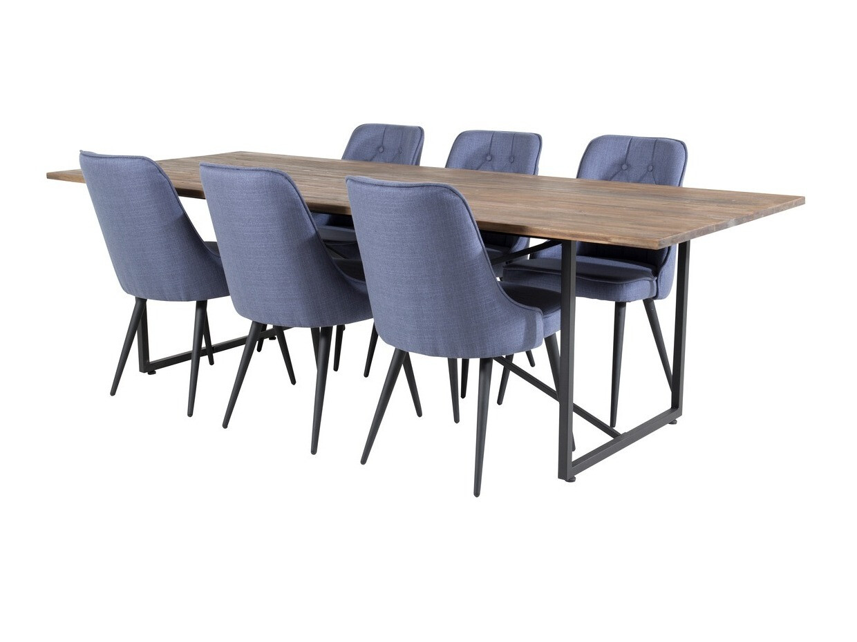 Conjunto de mesas y sillas para comedor Dallas 1865 (Negro + Azul)