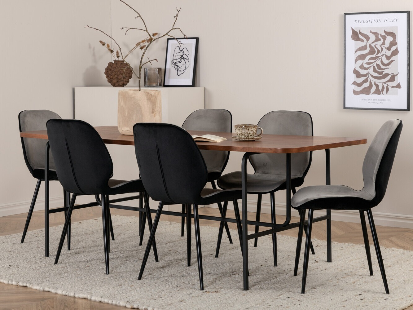 Conjunto de comedor Dallas 2782 (Nogal + Negro)