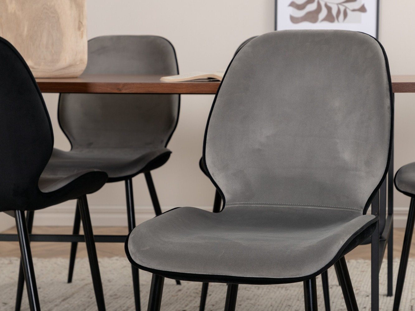 Conjunto de mesas y sillas para comedor Dallas 2782 (Nogal + Negro)