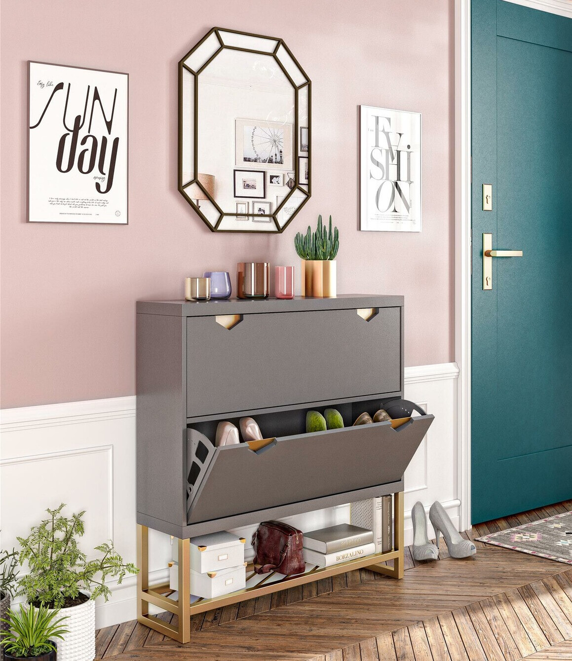 Zapatero CosmoLiving by Cosmopolitan 148 (Grafito + Dorado)