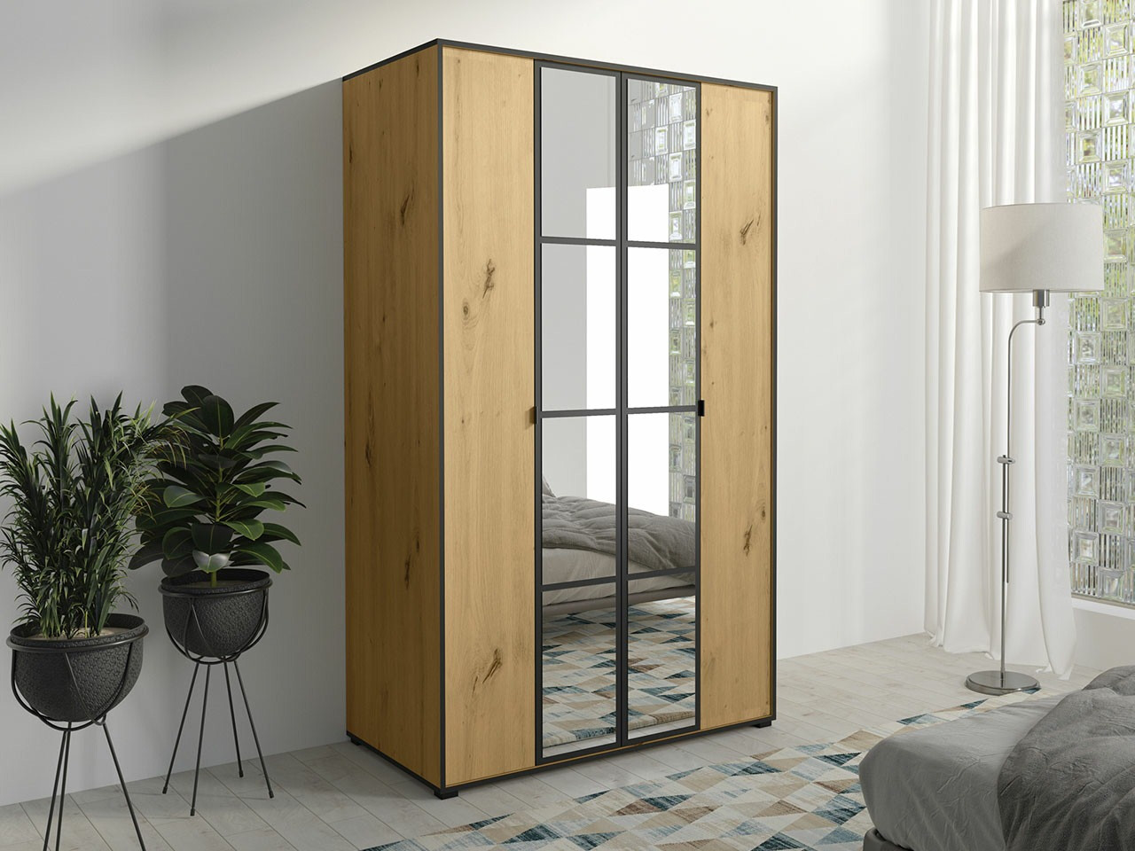 Armario Toledo 117 (Roble Artisan + Negro)