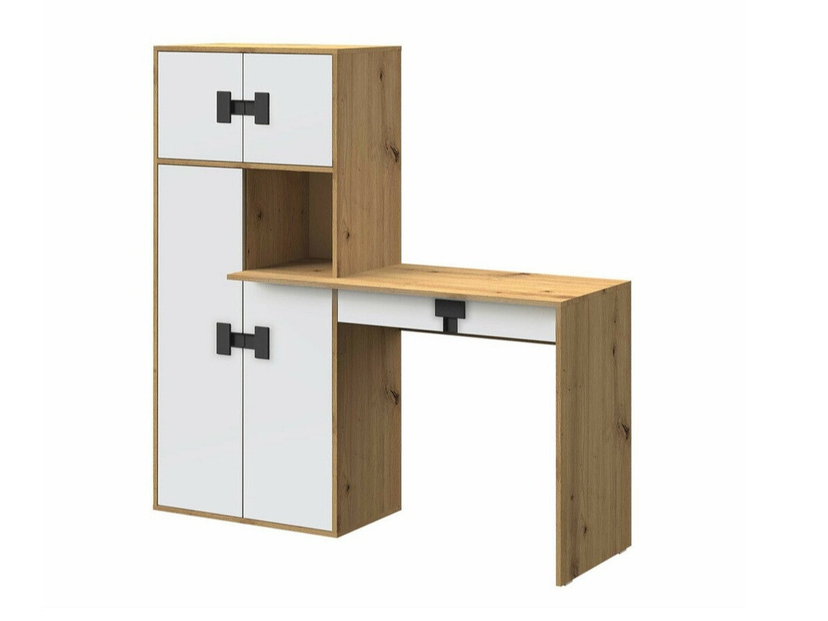 Mesa de oficina Florevi 101 (Mate blanco + Roble Artisan)