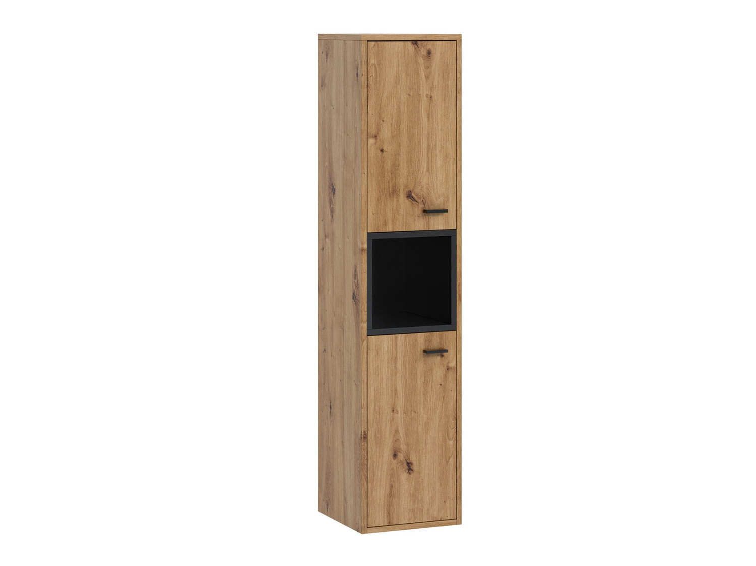 Armario colgante para baño Velum (Negro + Roble Artisan)