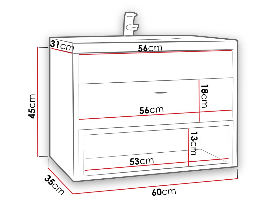 Armario de baño colgante para lavabo Velum (Roble Artisan + Negro)