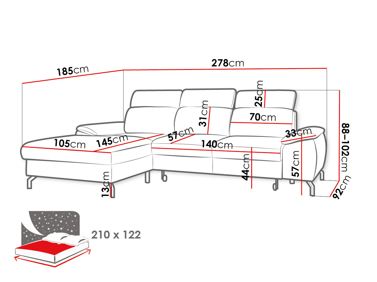 Sofá rinconero Frisco 100