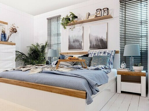 Estantería de pared Sonsoru 103 (Blanco + Roble wotan)