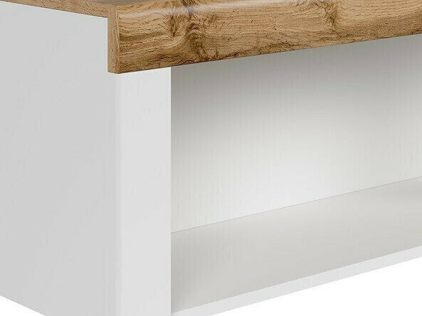 Estantería de pared Sonsoru 109 (Blanco + Blanco brillante + Roble wotan)