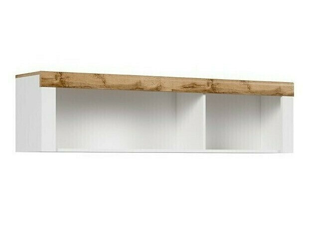 Estantería de pared Sonsoru 109 (Blanco + Blanco brillante + Roble wotan)