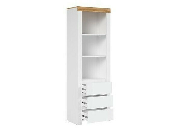 Estantería Sonsoru 106 (Blanco + Blanco brillante + Roble)