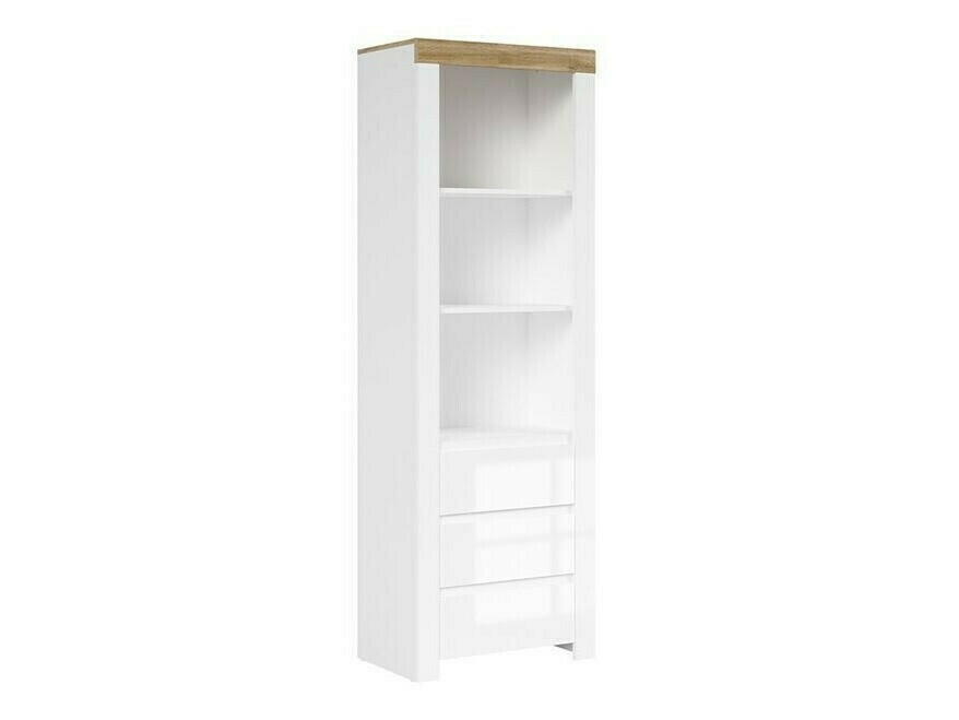 Estantería Sonsoru 106 (Blanco + Blanco brillante + Roble)
