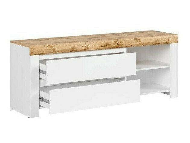 Mueble TV Sonsoru 108 (Blanco + Blanco brillante + Roble wotan)