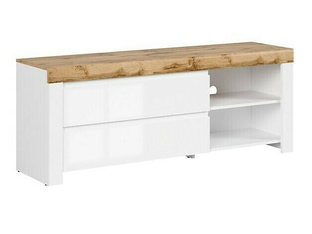 Mueble TV Sonsoru 108 (Blanco + Blanco brillante + Roble wotan)