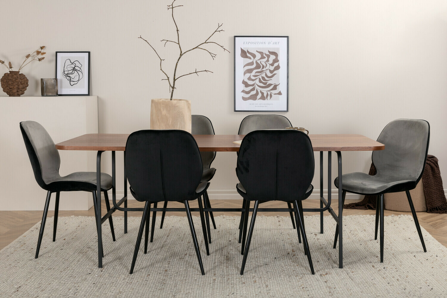 Conjunto de comedor Dallas 2782 (Nogal + Negro)