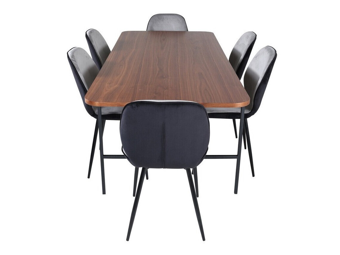 Conjunto de mesas y sillas para comedor Dallas 2782 (Nogal + Negro)