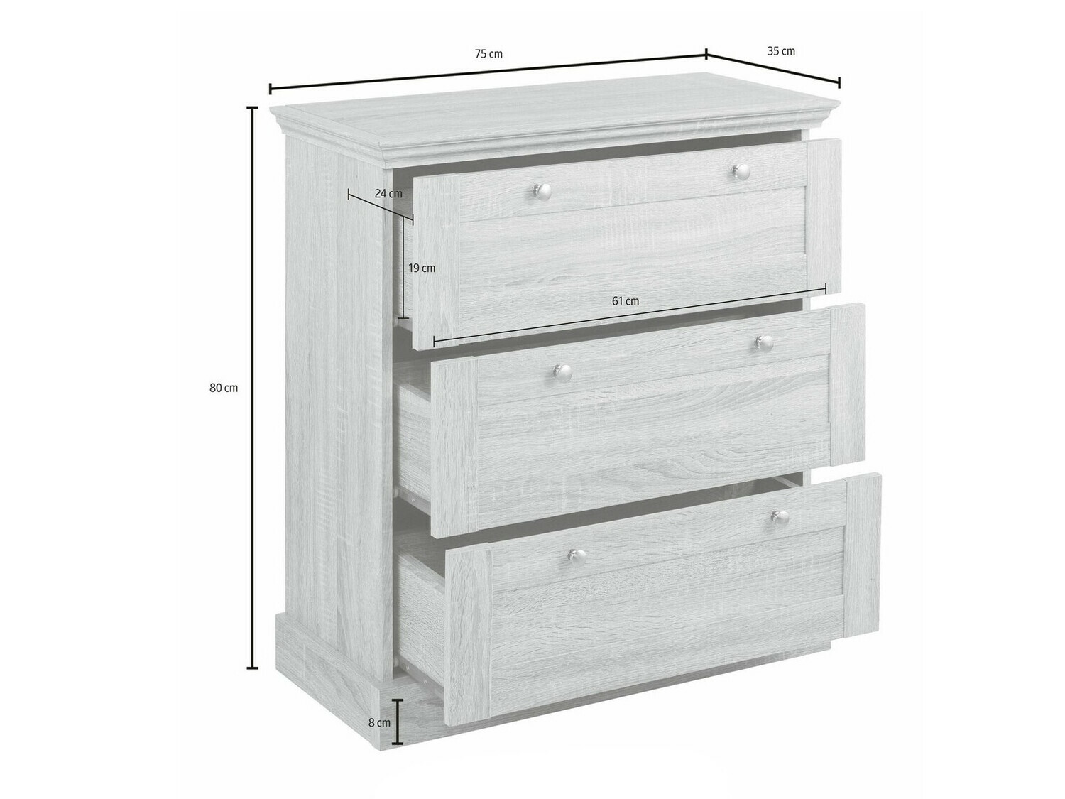 Cómoda Lirveri 110 (Gris + Roble claro)