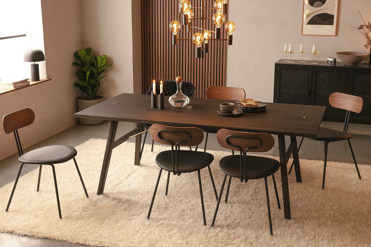 Conjunto de comedor Parkland 375 (Nuez + Negro)