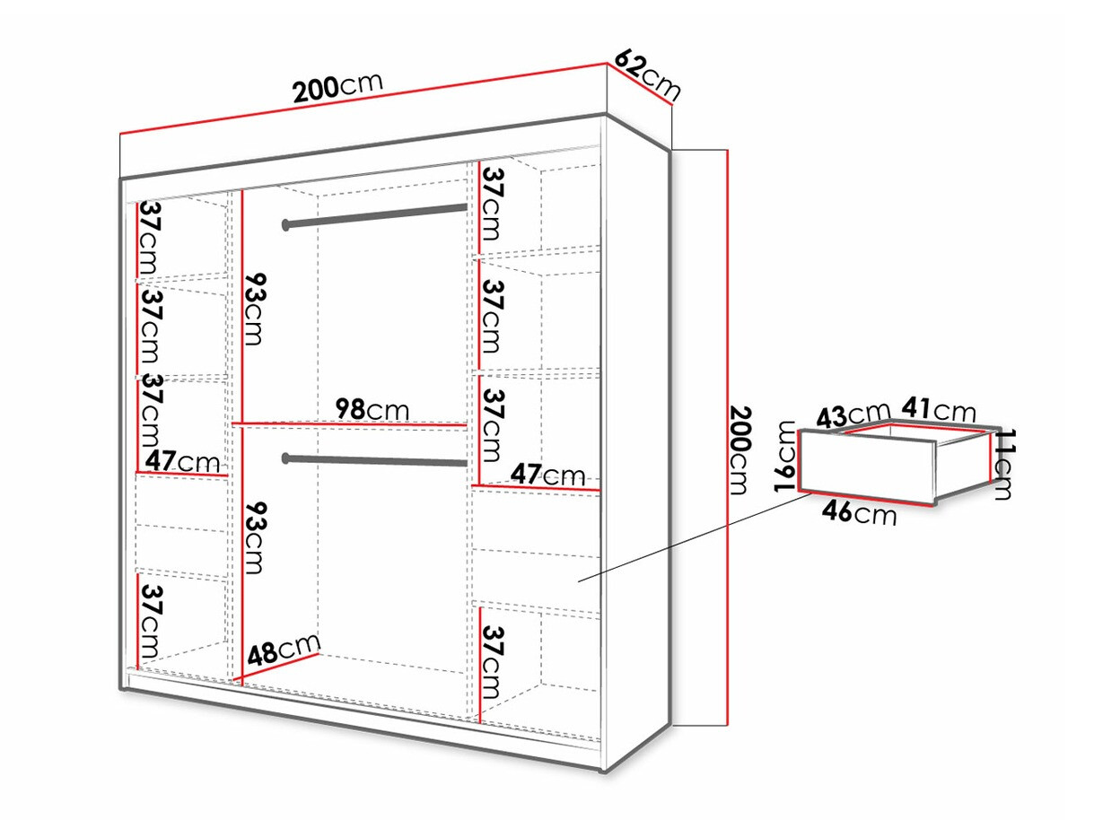 Armario Hartford 290 (Roble Artisan + Negro)
