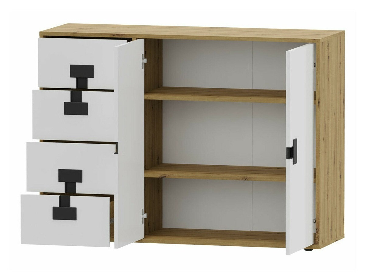 Cómoda Florevi 102 (Mate blanco + Roble Artisan)