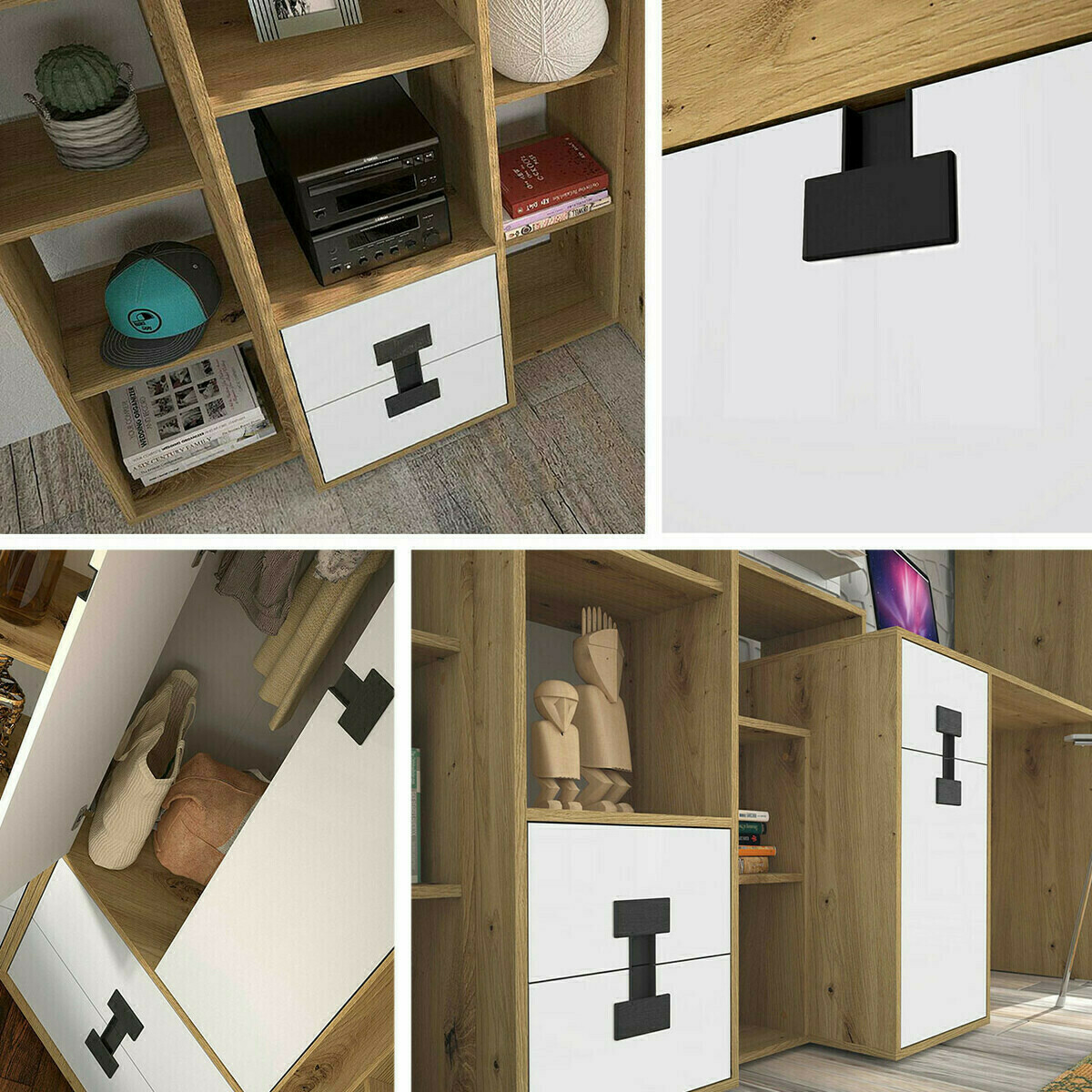 Estantería Florevi 112 (Mate blanco + Roble Artisan)