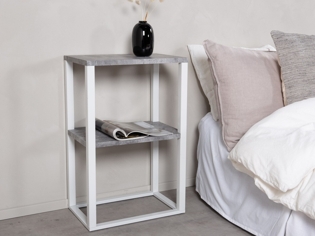 Mesa auxiliar Dallas 260 (Hormigón + Blanco)