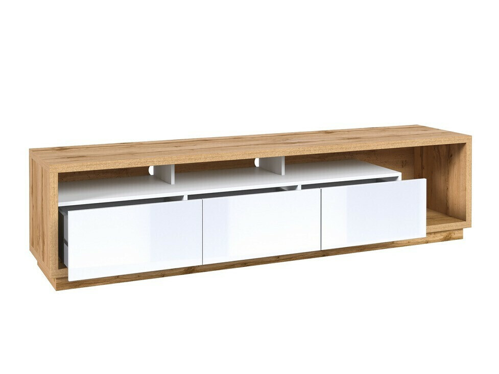 Conjunto de salón Austin 360 (Roble wotan + Blanco + Blanco brillante)