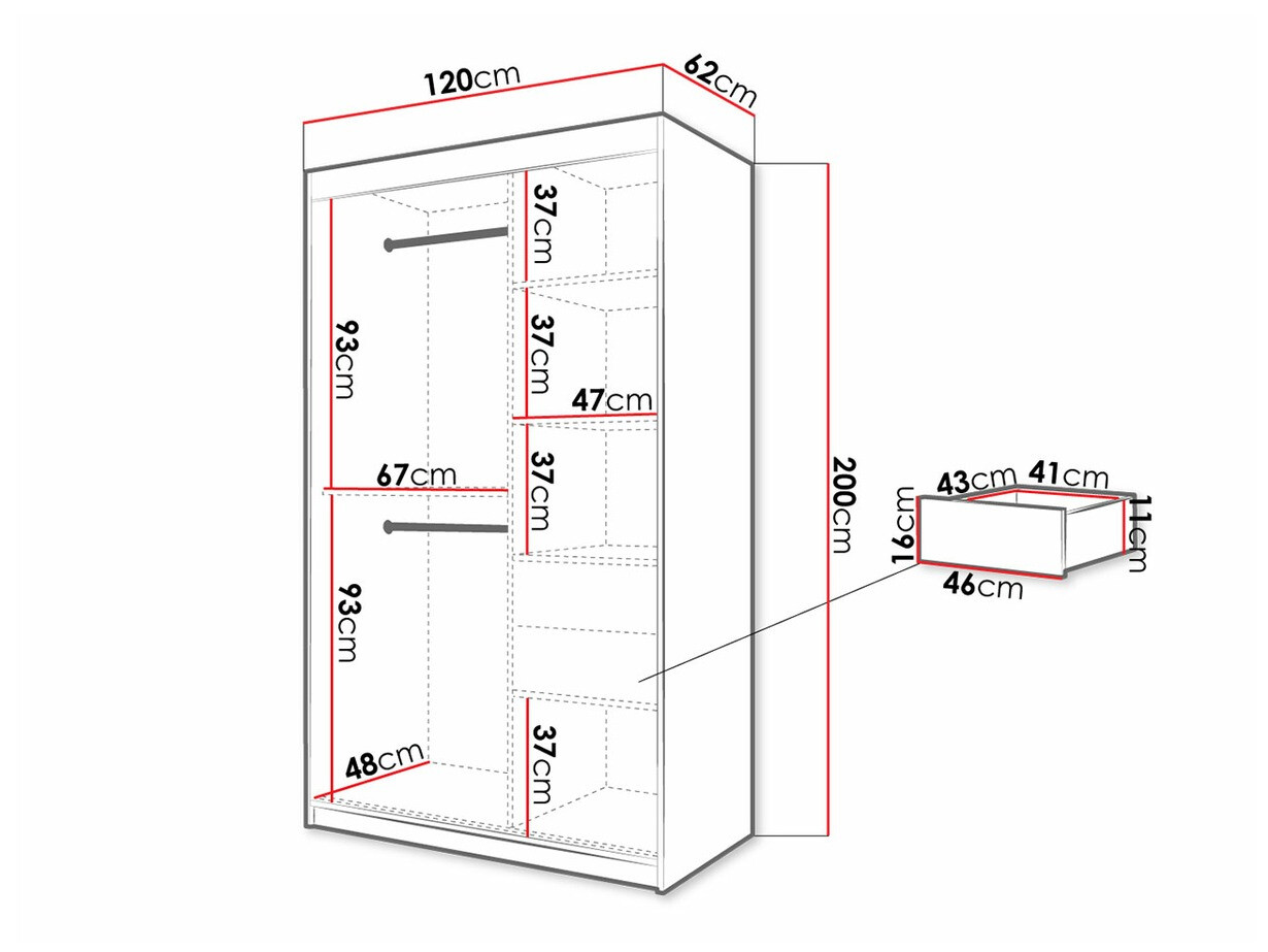 Armario Hartford 309 (Negro + Roble Artisan)