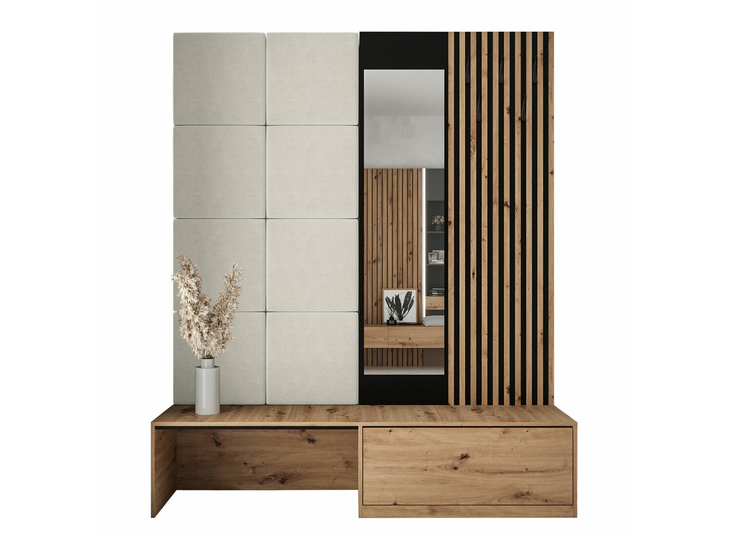 Conjunto para recibidor Fabor (Roble Artisan + Manila 02)