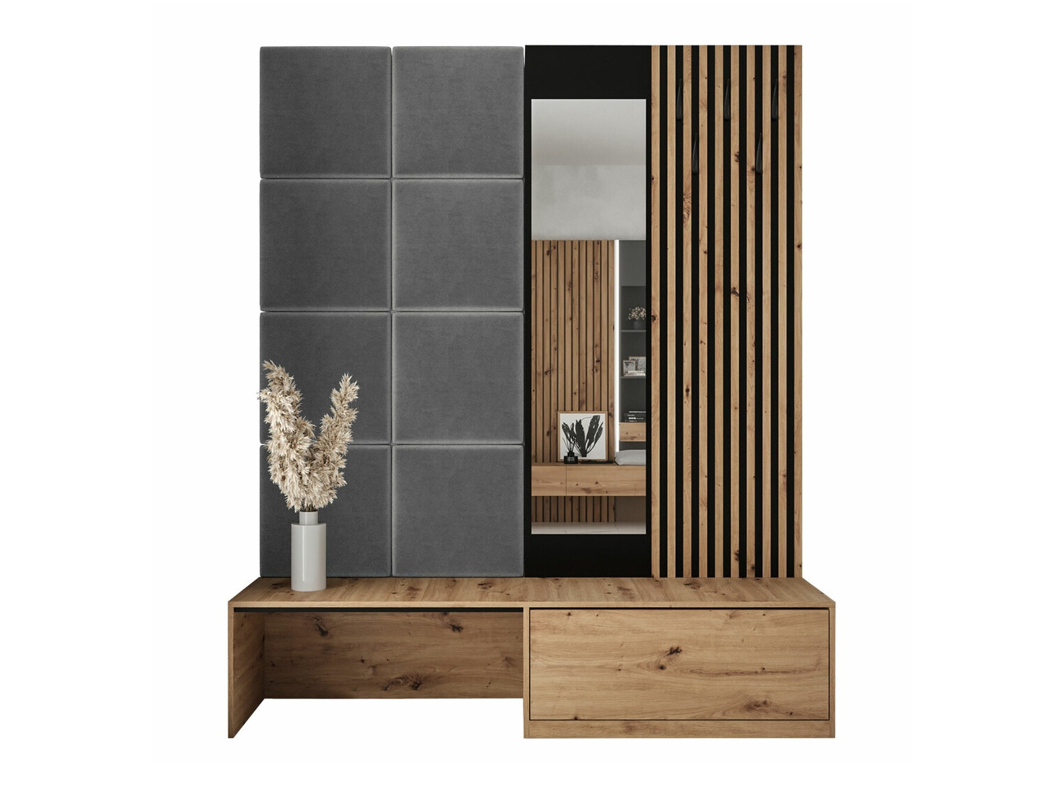 Conjunto para recibidor Fabor (Roble Artisan + Manila 16)