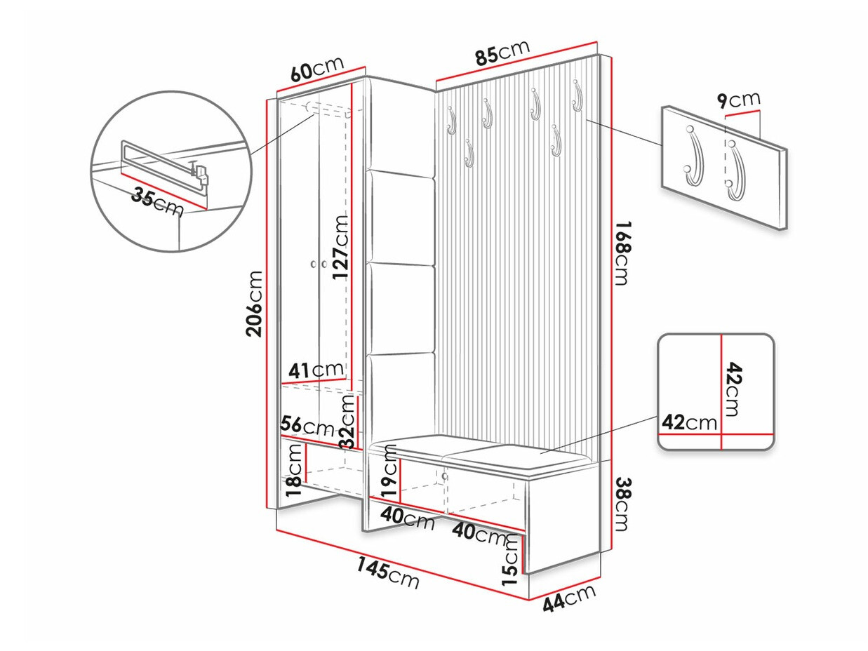 Conjunto para recibidor Hartford 320 (Roble Artisan + Manila 11)