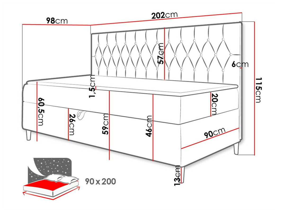 Cama continental Baltimore 166 (Soft 017 + Fresh 17)