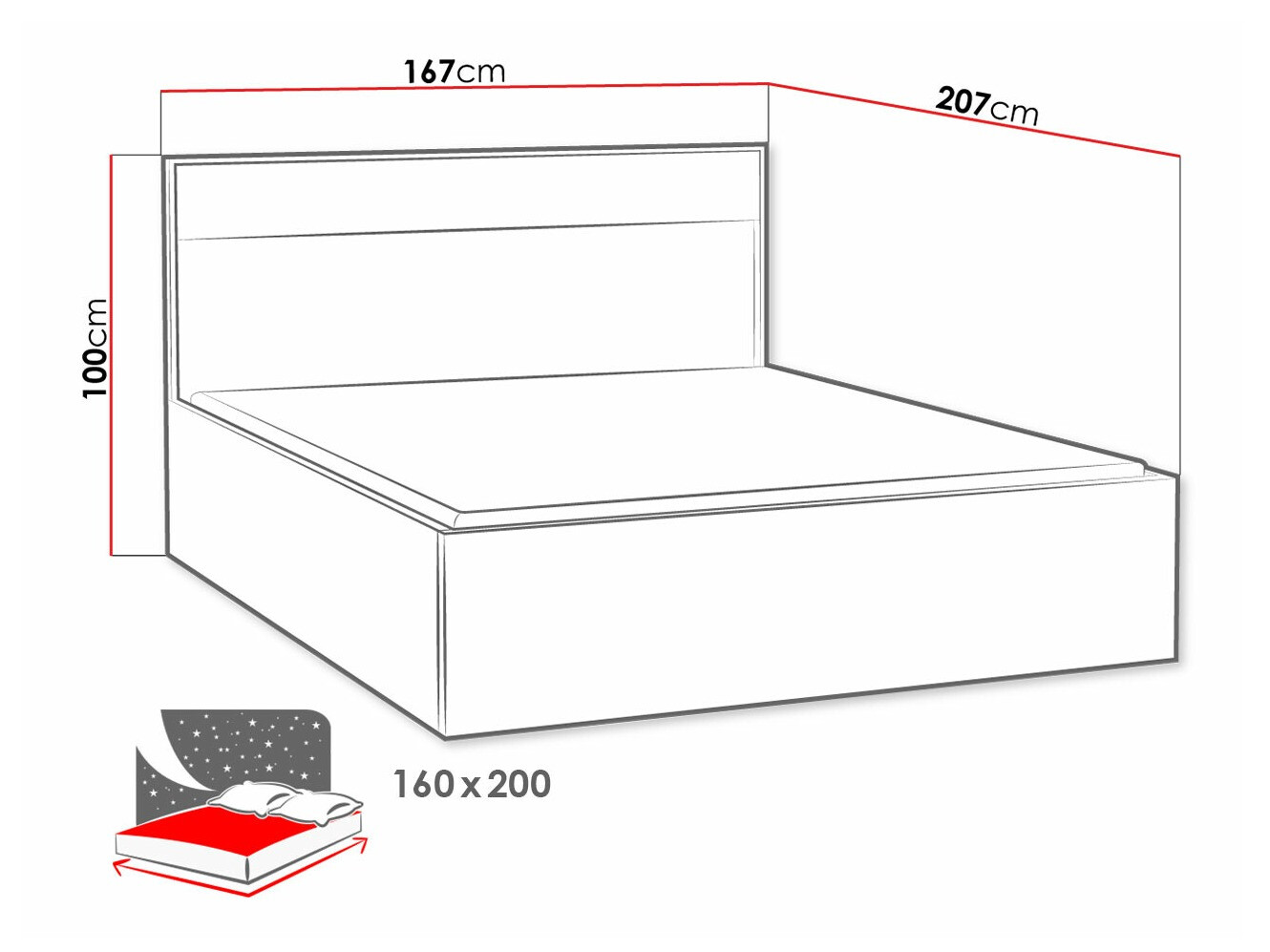 Cama Etrmoni 113 (Luminoso madera + Roble)