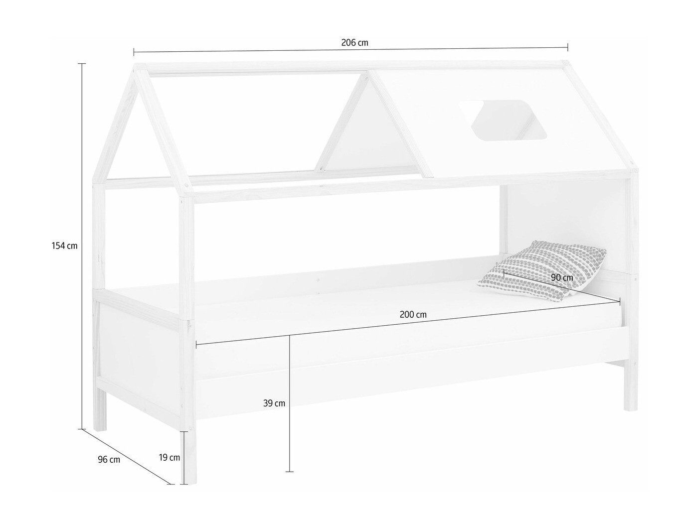 Cama Fenmele 110 (Blanco + Luminoso madera)