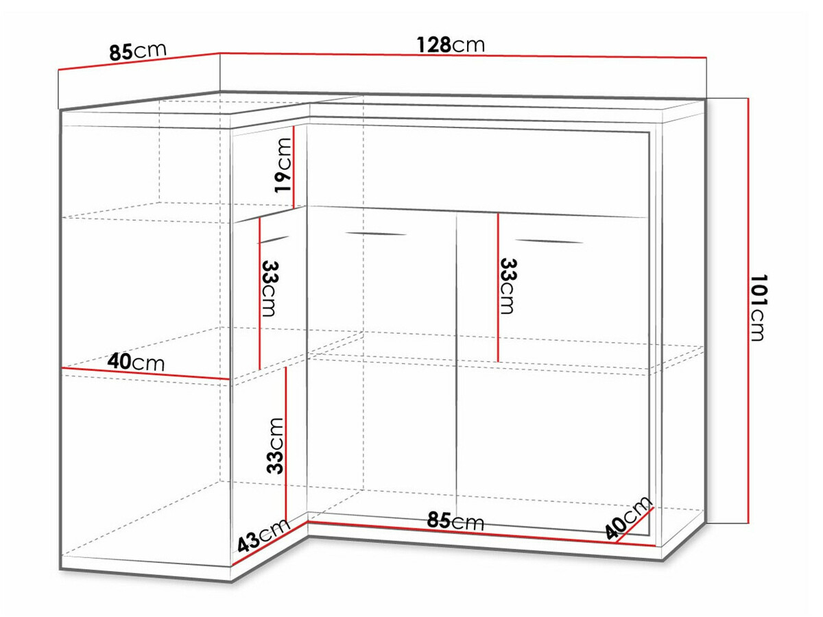 Cajonera de rincón Etrmoni 121 (Luminoso madera + Roble)