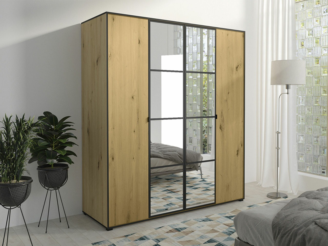 Armario Toledo 117 (Roble Artisan + Negro)