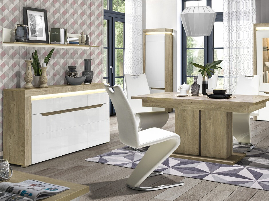 Cómoda Revelmi 103 (Roble + Blanco brillante)