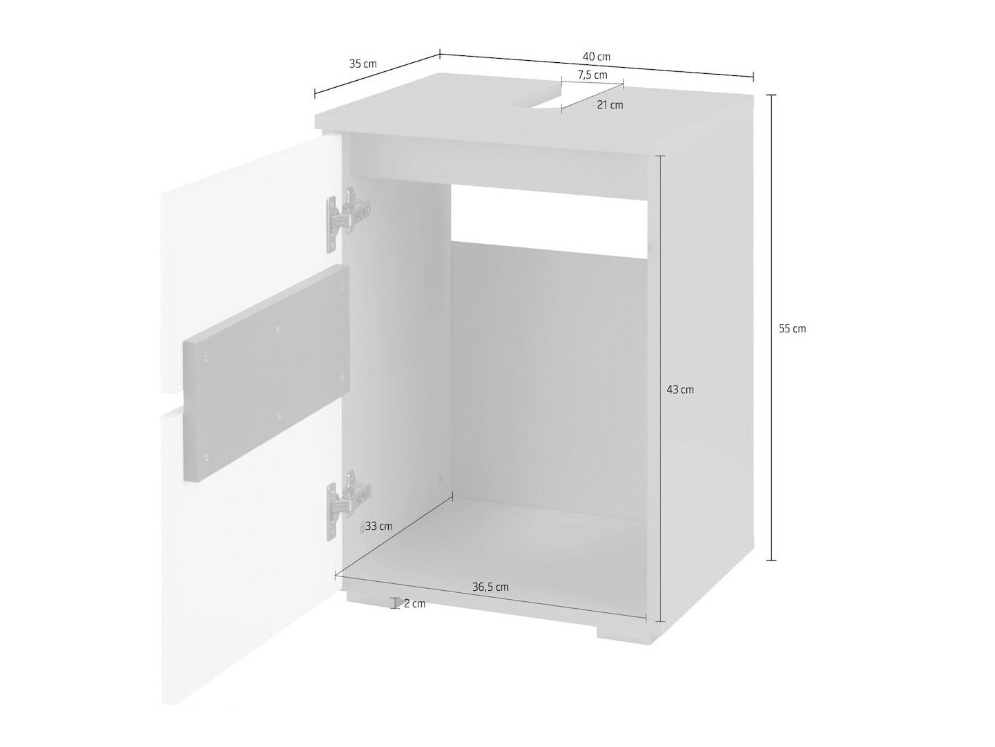 Armario de baño de pie para lavabo Soncamu 103 (Antracita + Roble)
