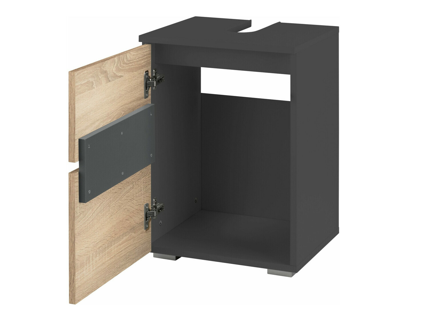 Armario de baño de pie para lavabo Soncamu 103 (Antracita + Roble)