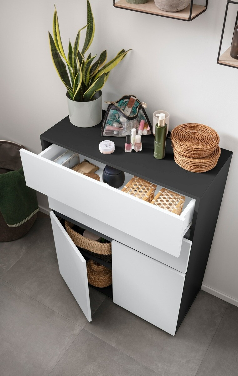 Armario de pie para baño Soncamu 101 (Blanco + Antracita)
