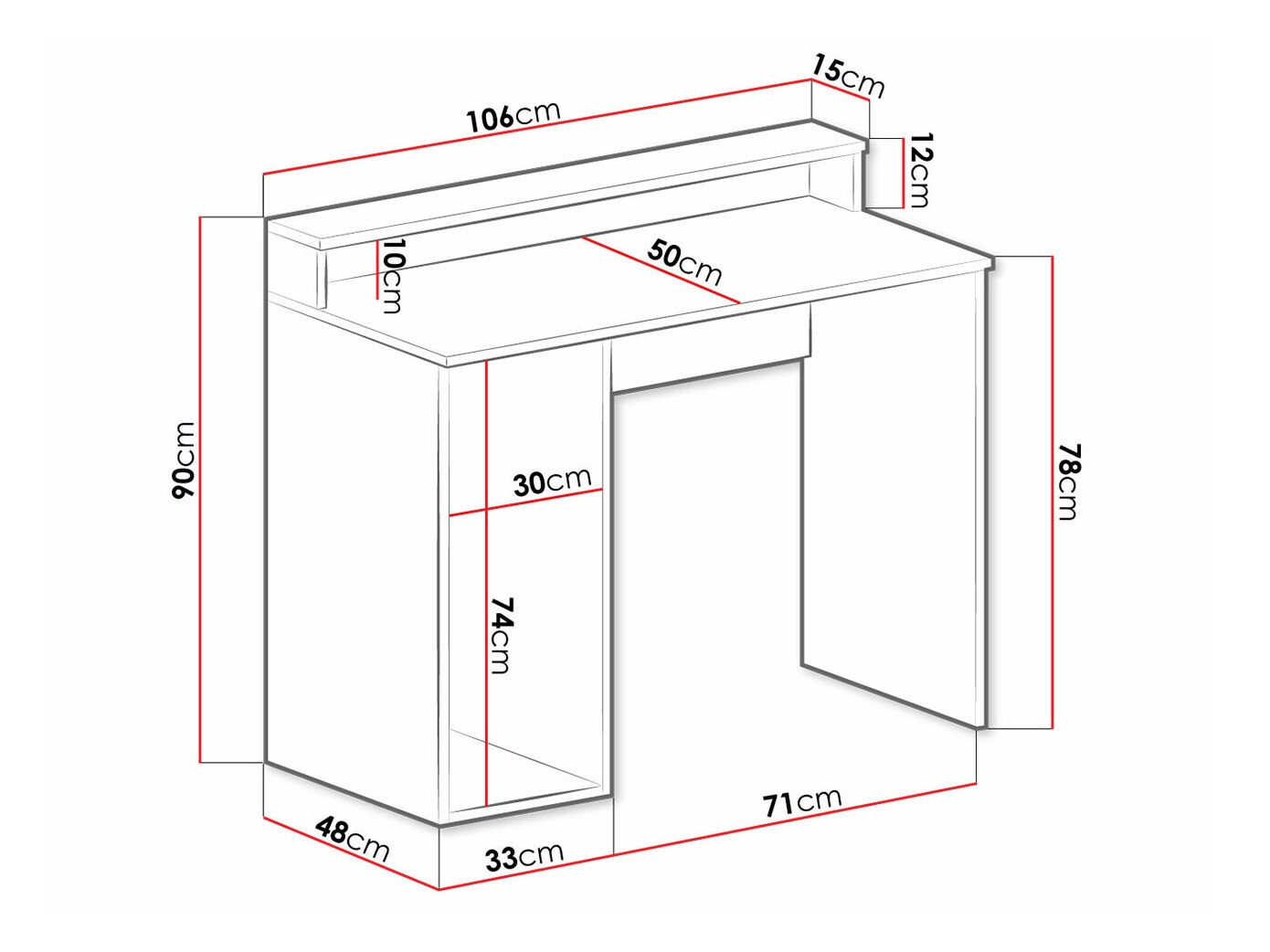 Escritorio gaming Lila I (Negro)
