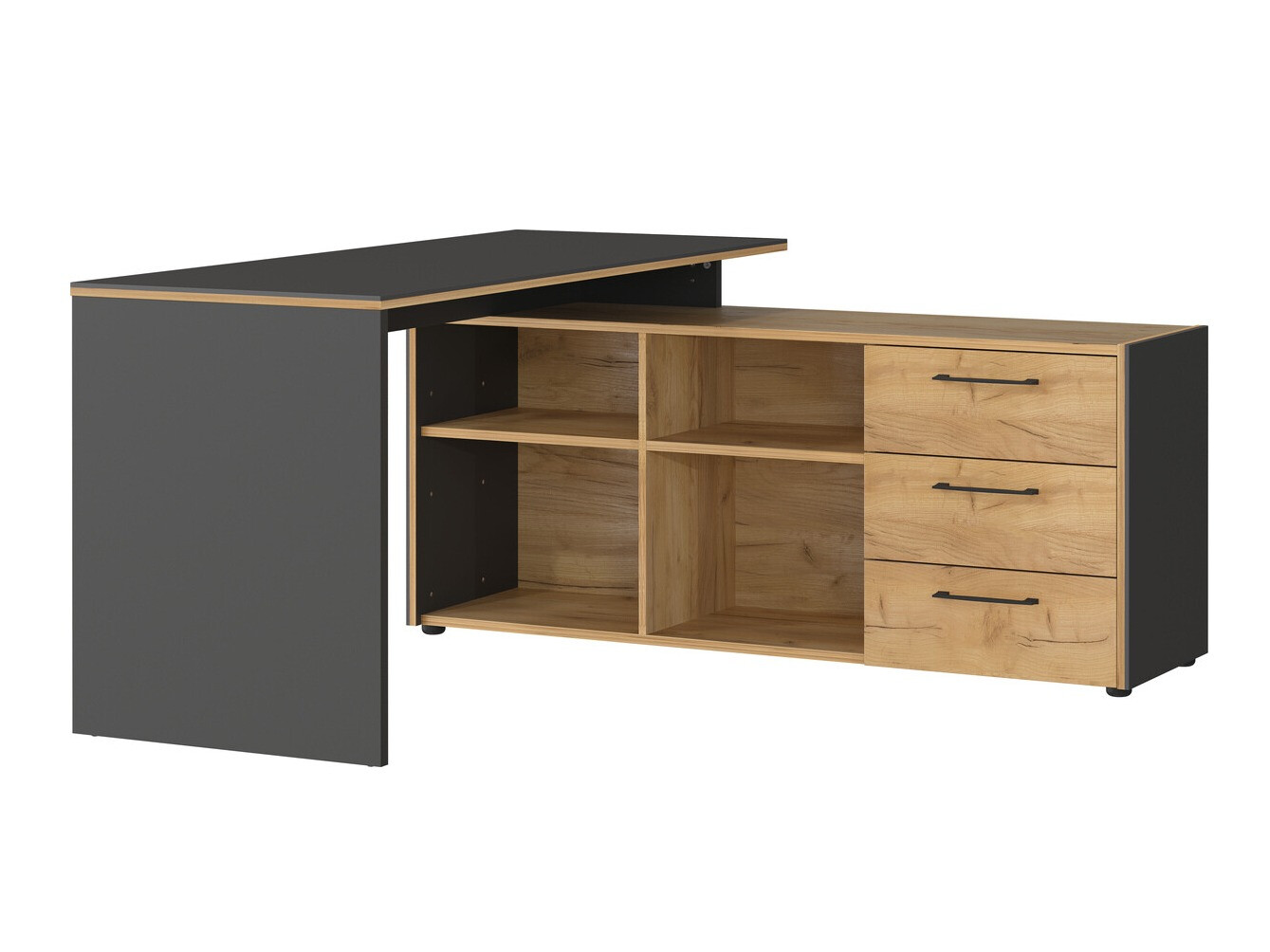 Mesa de ordenador esquinera Fivcalu 101 (Navarra roble + Grafito)