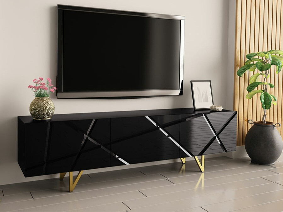 Mueble TV Mavmave 100 (Negro + Negro brillante)