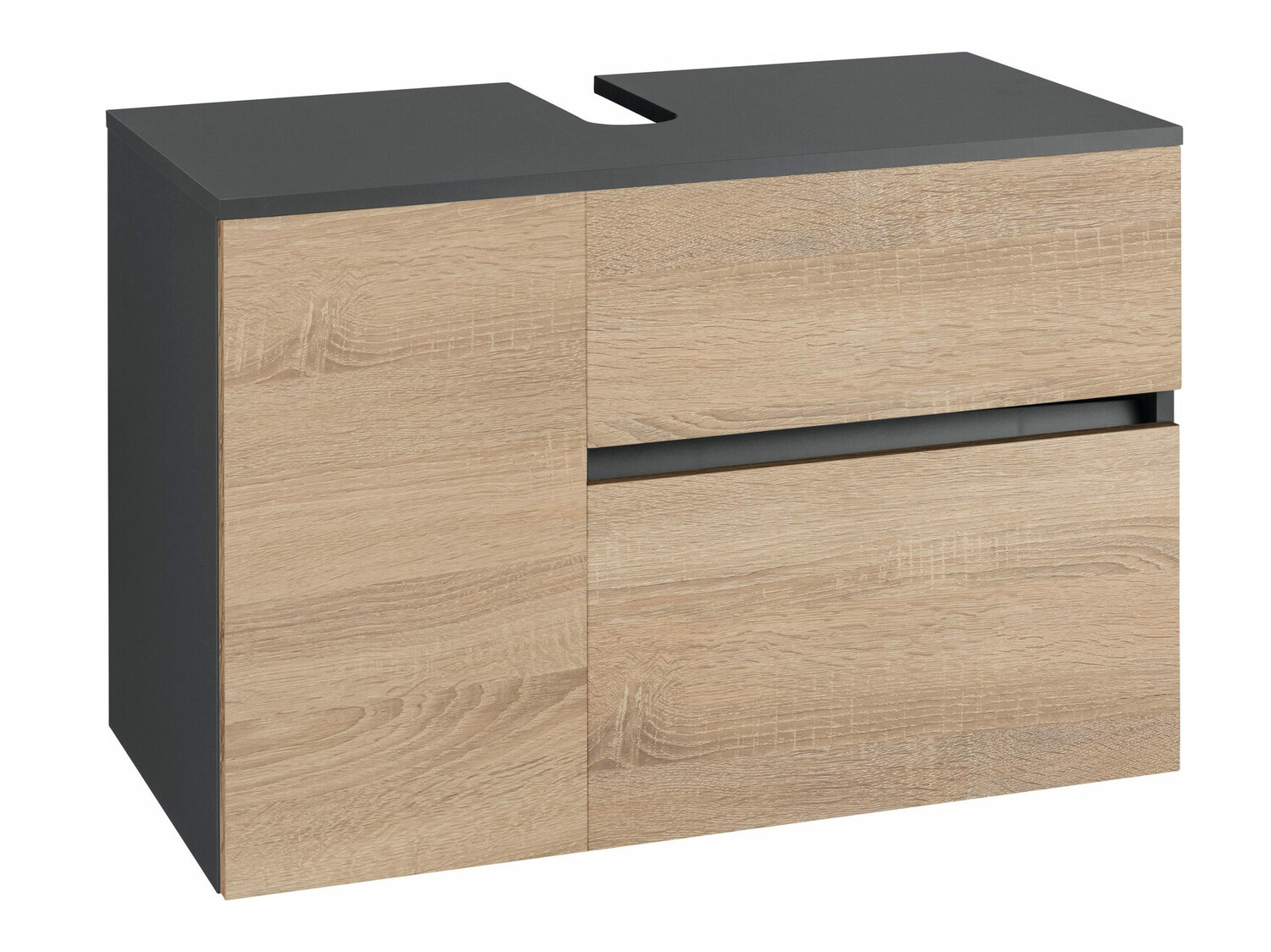 Armario de baño colgante para lavabo Soncamu 107 (Antracita + Roble)