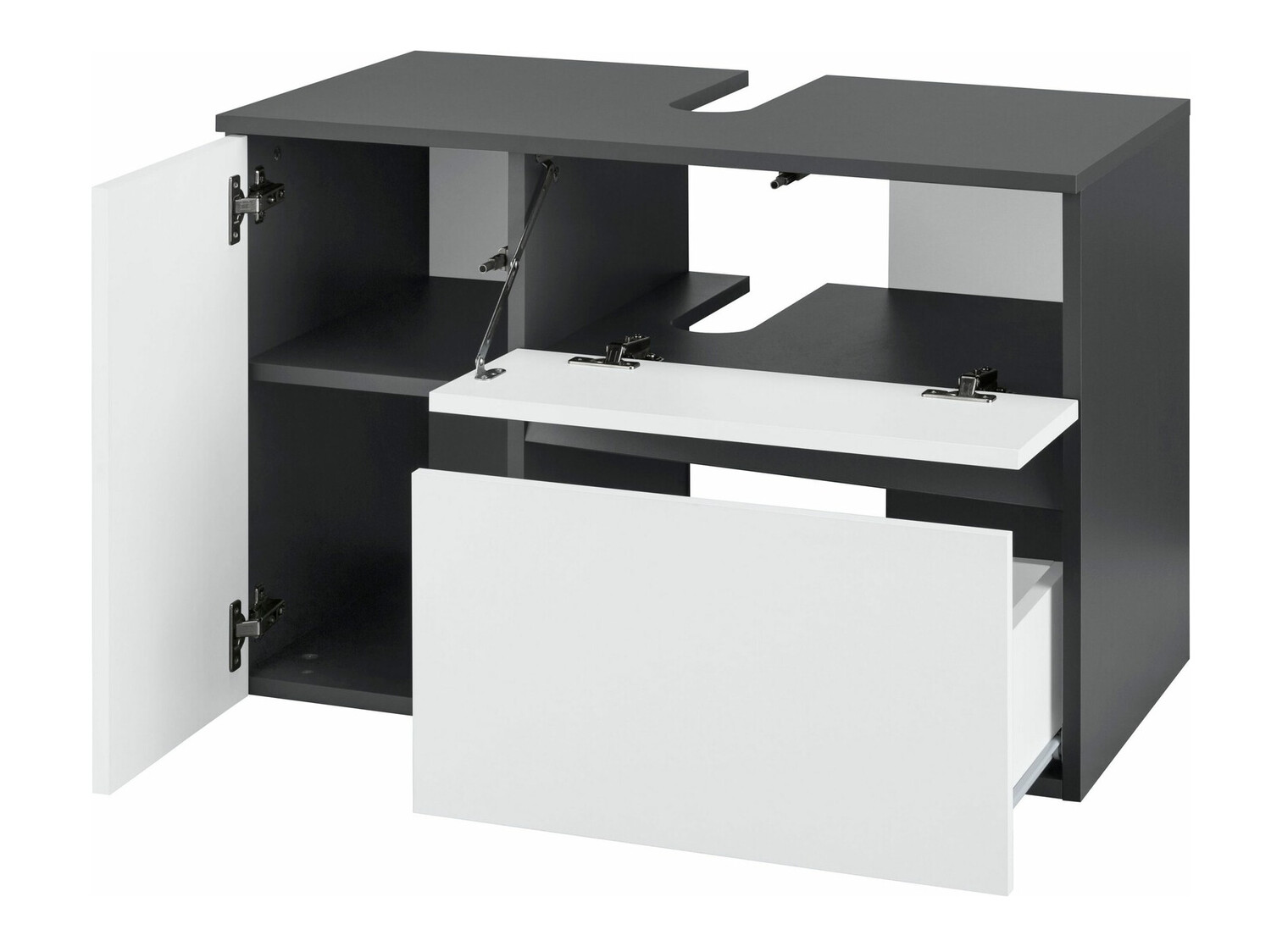 Armario de baño colgante para lavabo Soncamu 107 (Blanco + Antracita)