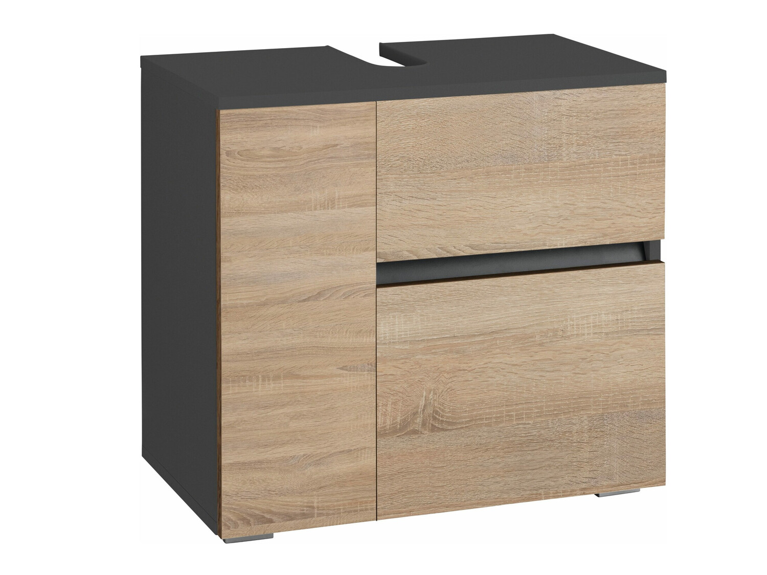 Armario de baño de pie para lavabo Soncamu 108 (Antracita + Roble)