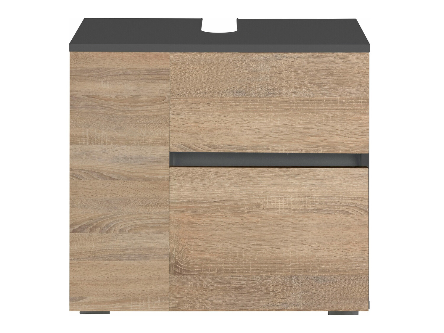 Armario de baño de pie para lavabo Soncamu 108 (Antracita + Roble)