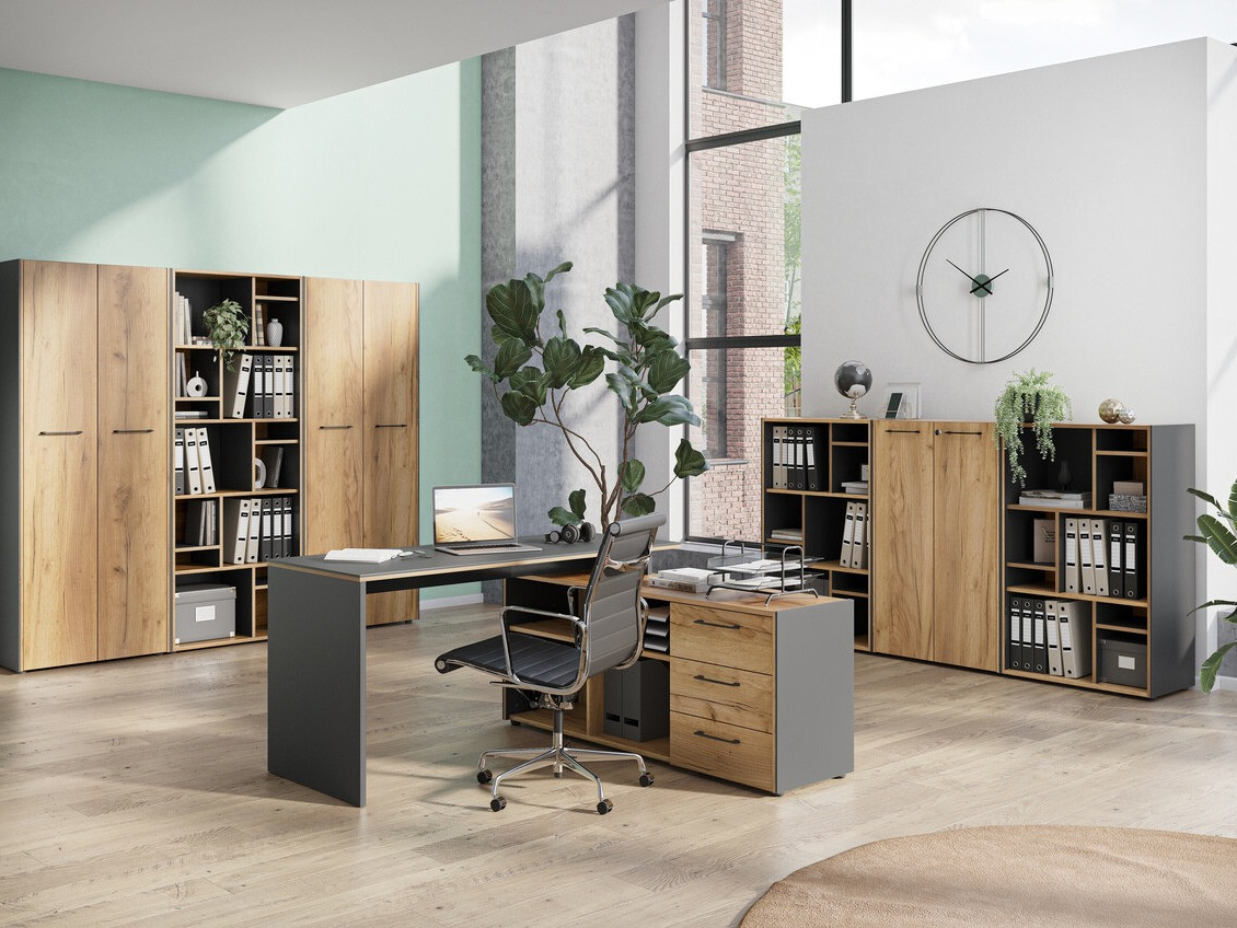 Estantería Fivcalu 103 (Navarra roble + Grafito)