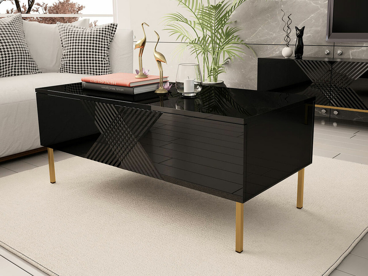 Mesa de centro Levelbu 100 (Negro + Negro brillante)