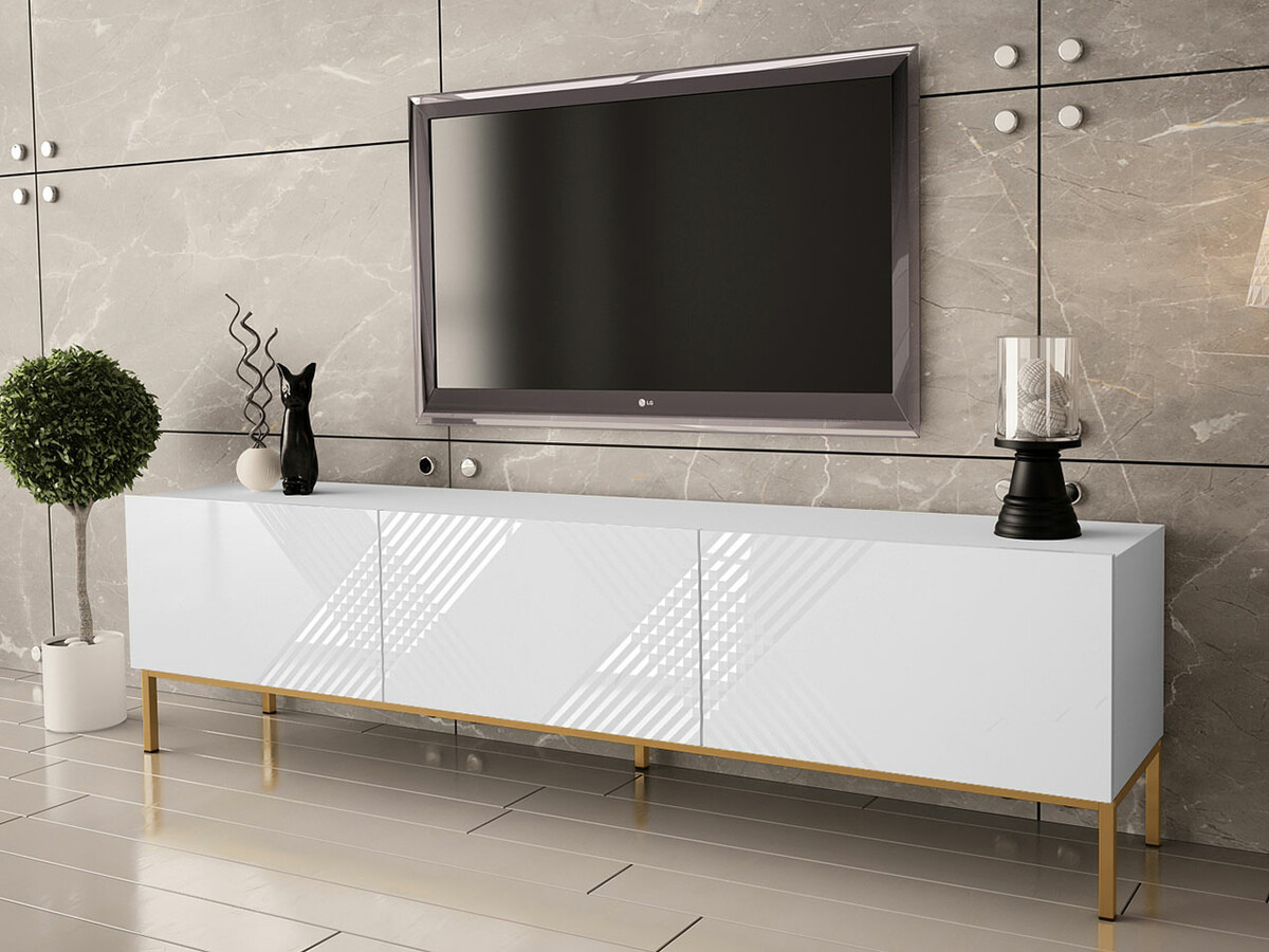Mueble TV Levelbu 103 (Blanco + Blanco brillante)